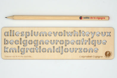 Kit crayon papier | Pochoir Alphabet Cigogne